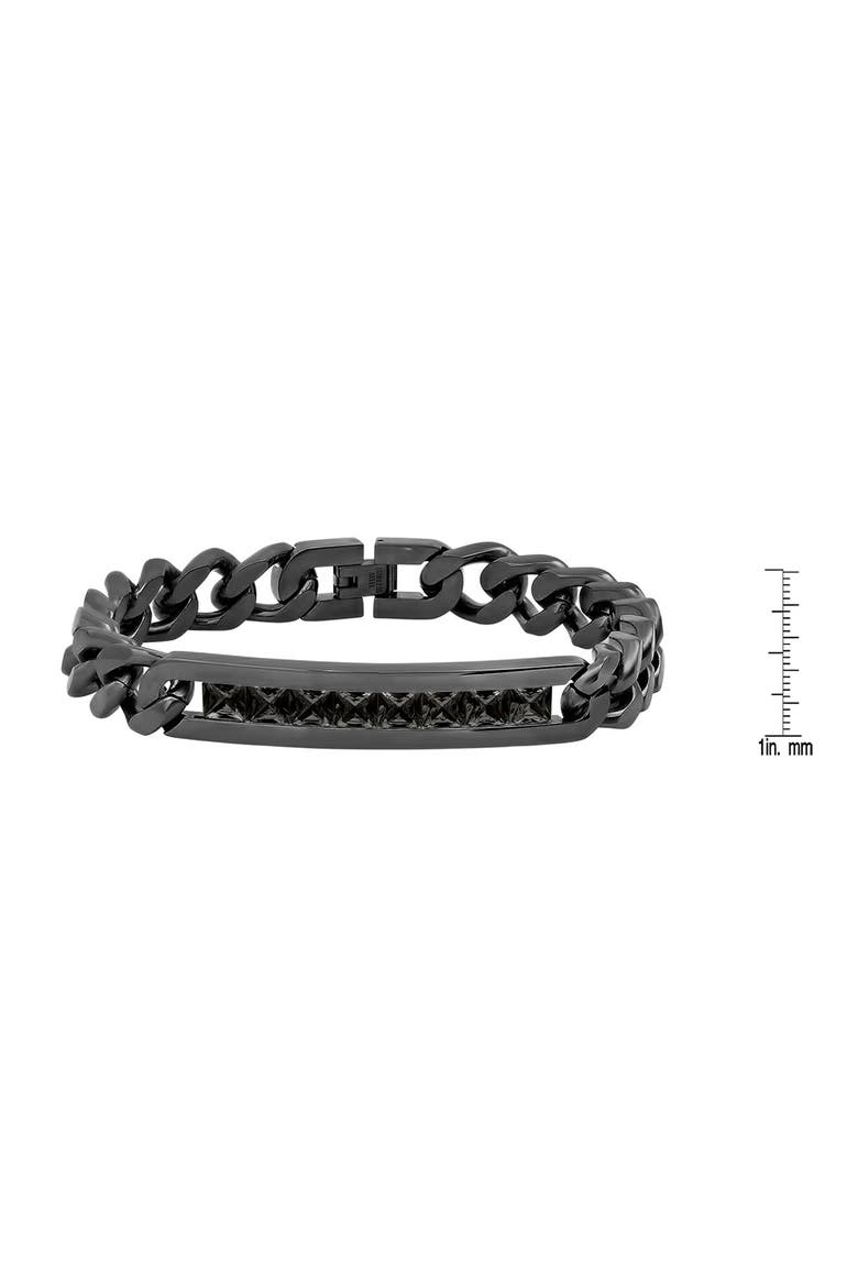 Black IP Stainless Steel CZ Band Bracelet, Alternate, color, BLACK