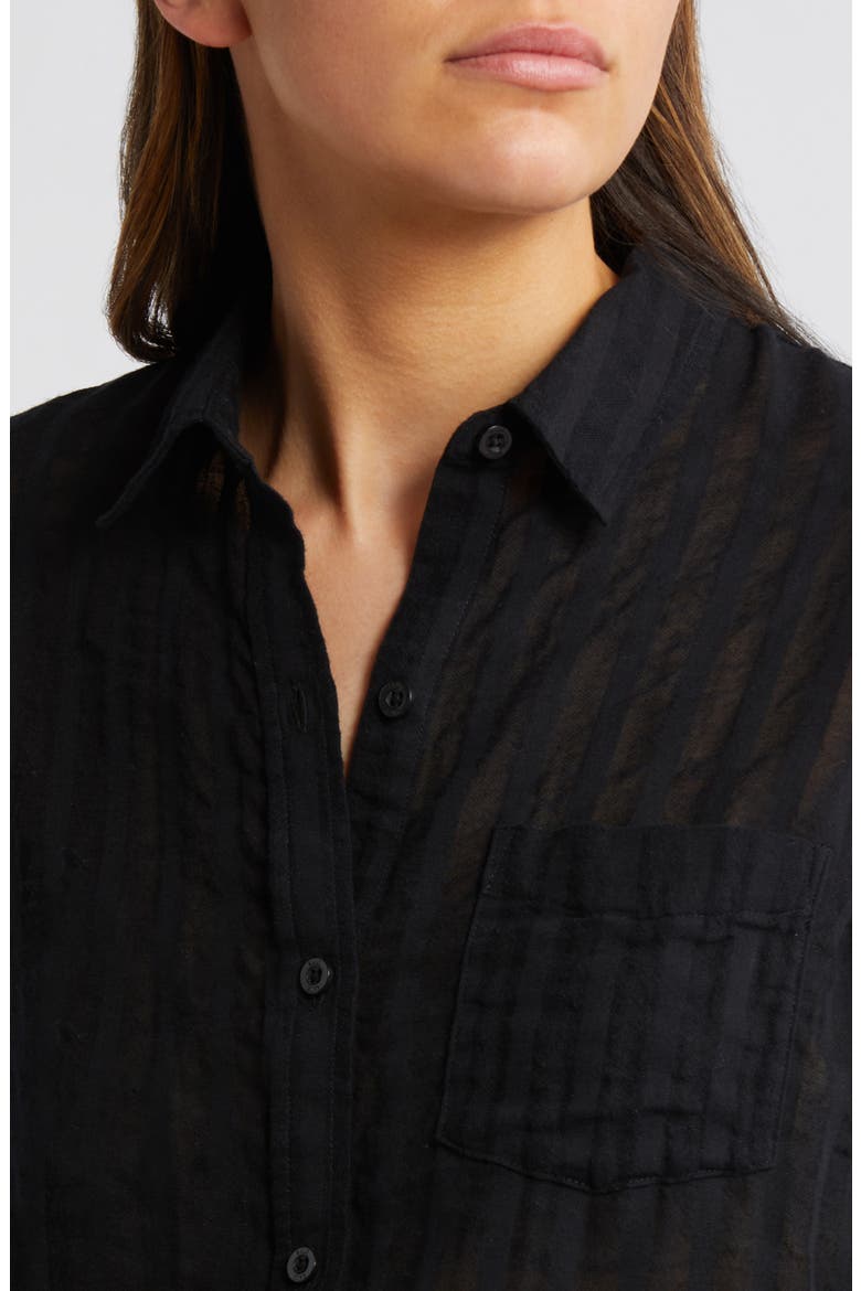 Charli Shadow Stripe Cotton Button-Up Shirt, Alternate, color, BLACK SHADOW STRIPE