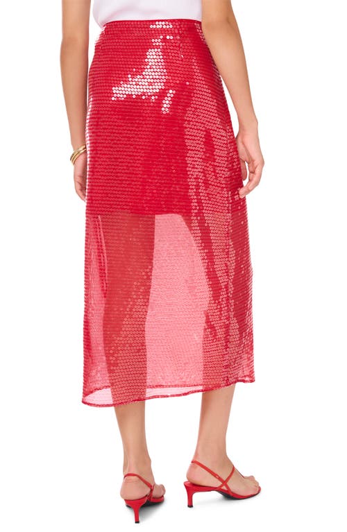 1.state Sequin Midi Skirt In Studio Red