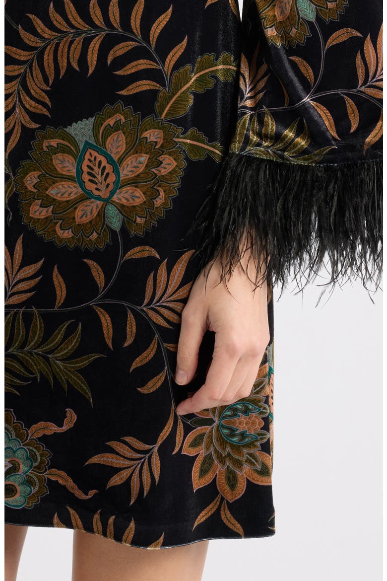 Paisley Velvet Minidress, Alternate, color, BLACK MULTI