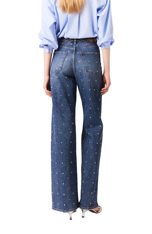 Maje Wide-leg Denim Jeans With Studs In Black