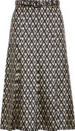 Valentino Garavani Toute la V Belted Silk Twill Midi Skirt
