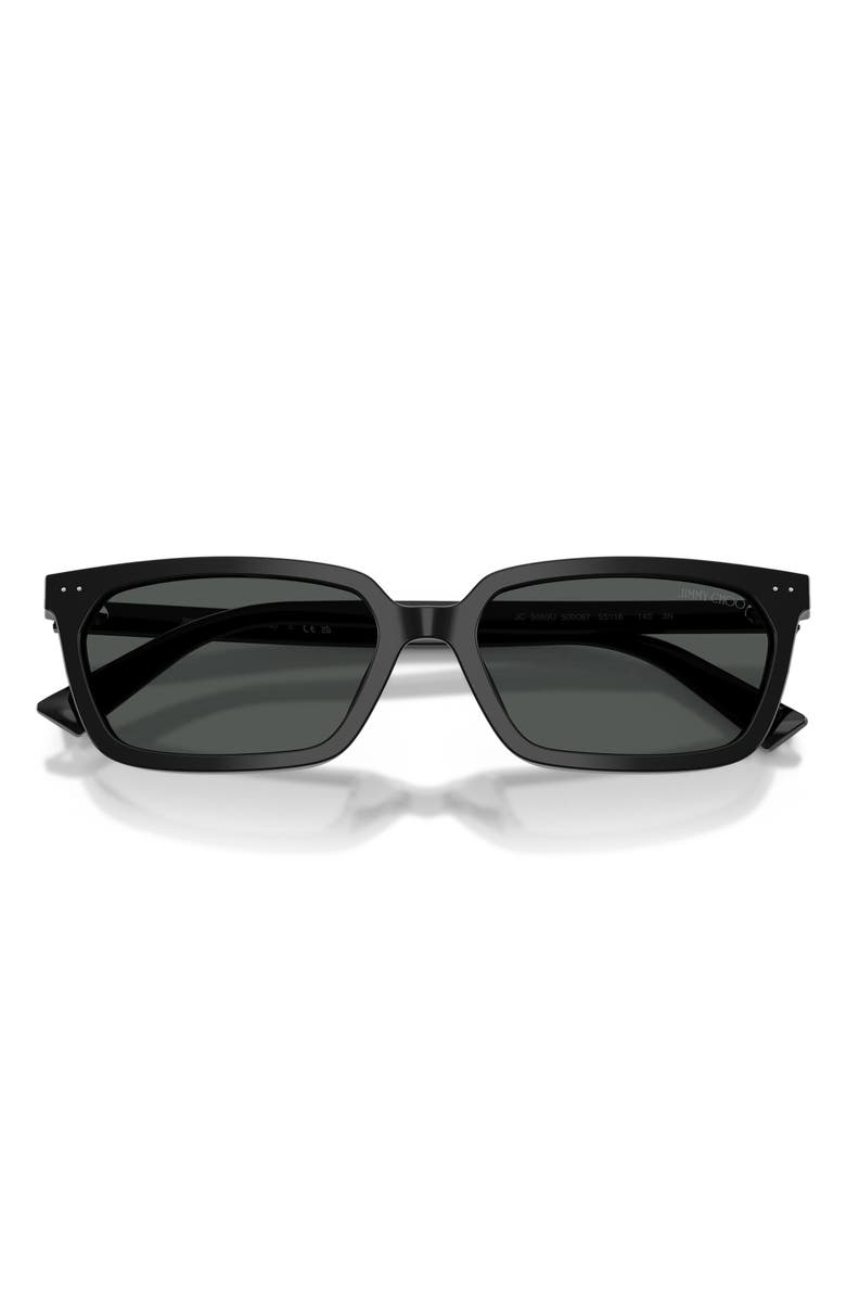 Jimmy Choo 55mm Rectangular Sunglasses, Alternate, color, Black / Dark Grey