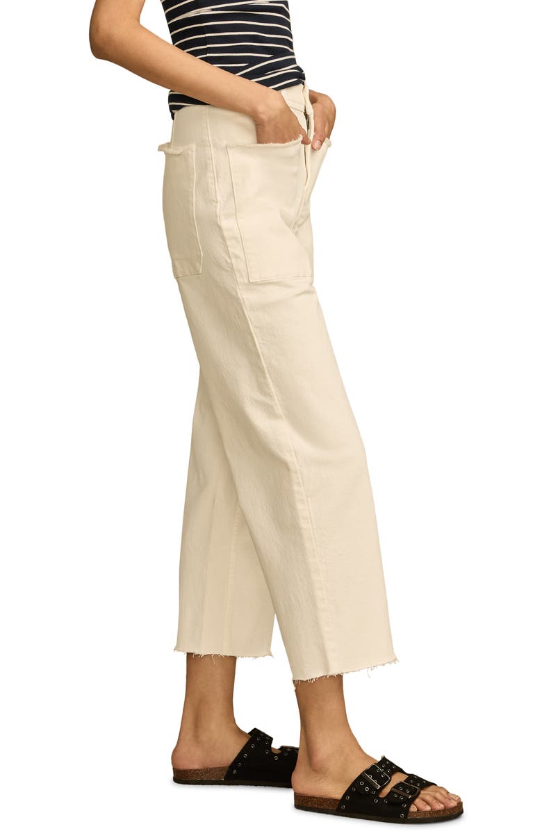 Lucky Brand Legend Raw Hem Patch Pocket Crop Wide Leg Jeans, Alternate, color, Bright White