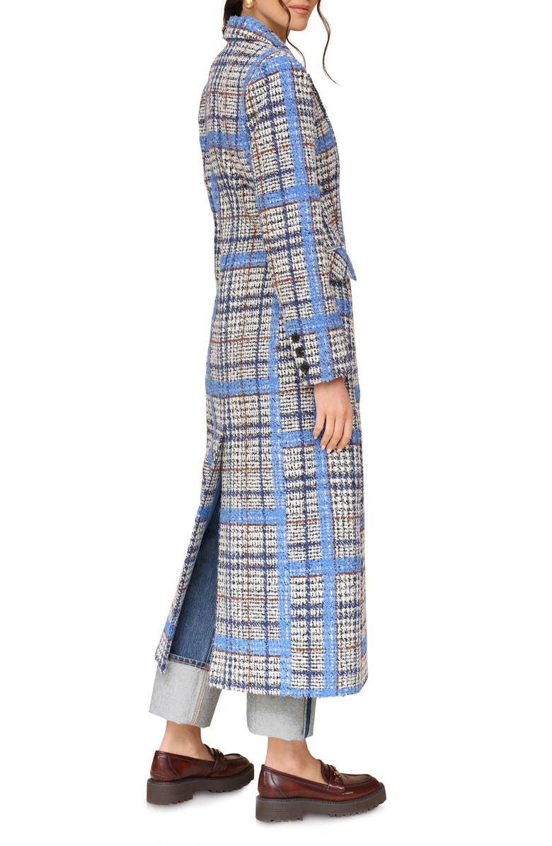Avec Les Filles Plaid Tweed Long Coat, Alternate, color,
