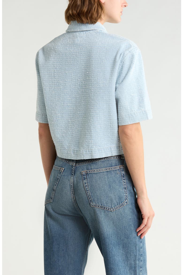Lana Textured Cotton Button-Up Shirt, Alternate, color, SKY TWEED