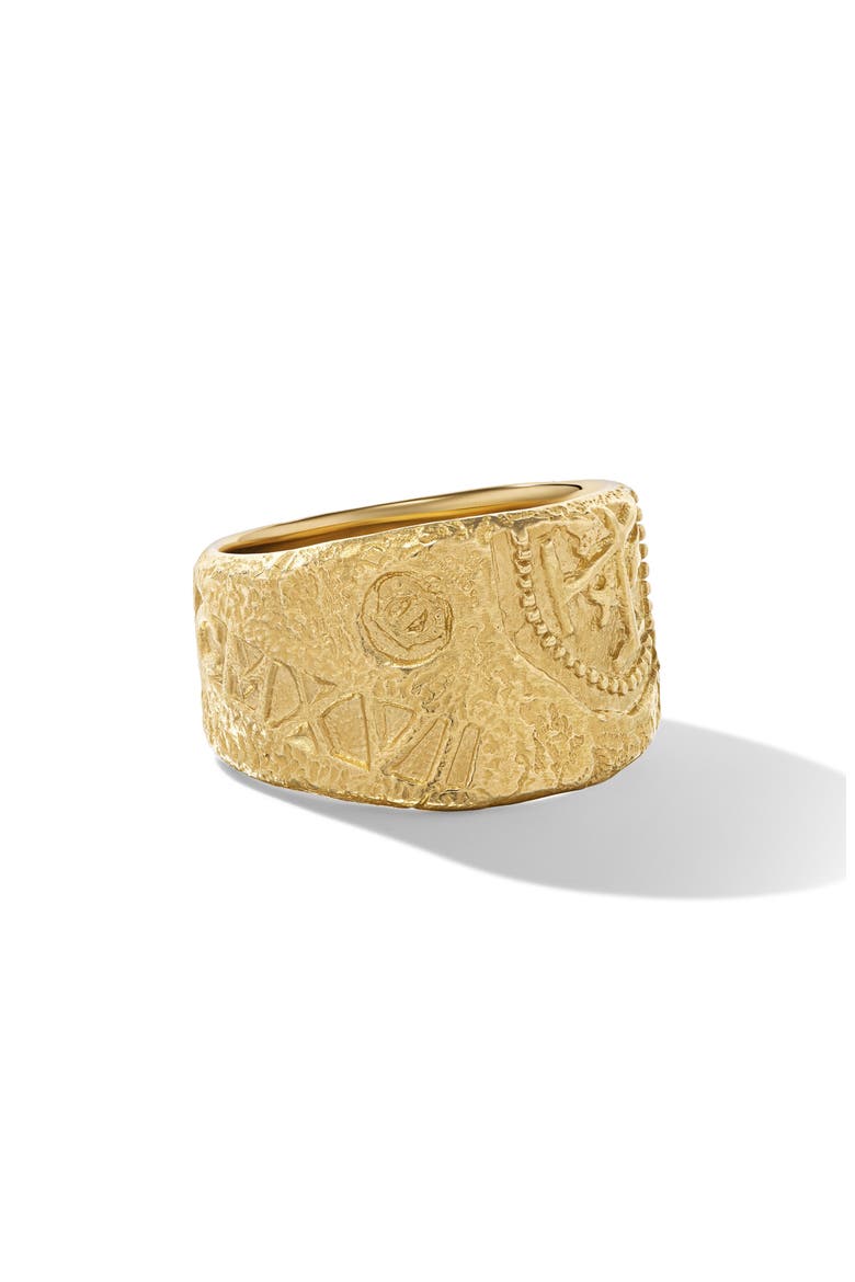 Men's Shipwreck Cigar Band Ring in 18K Yellow Gold, 15mm, Alternate, color, 18K YELLOW GOLD