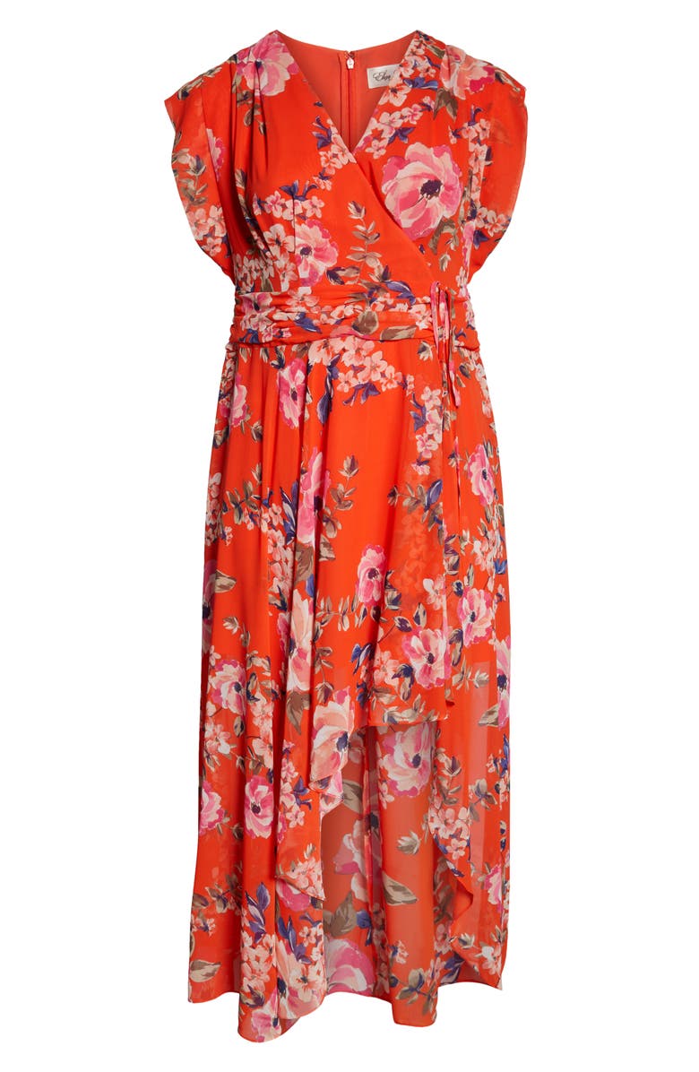 Eliza J Floral Print Chiffon High/Low Maxi Dress, Alternate, color,