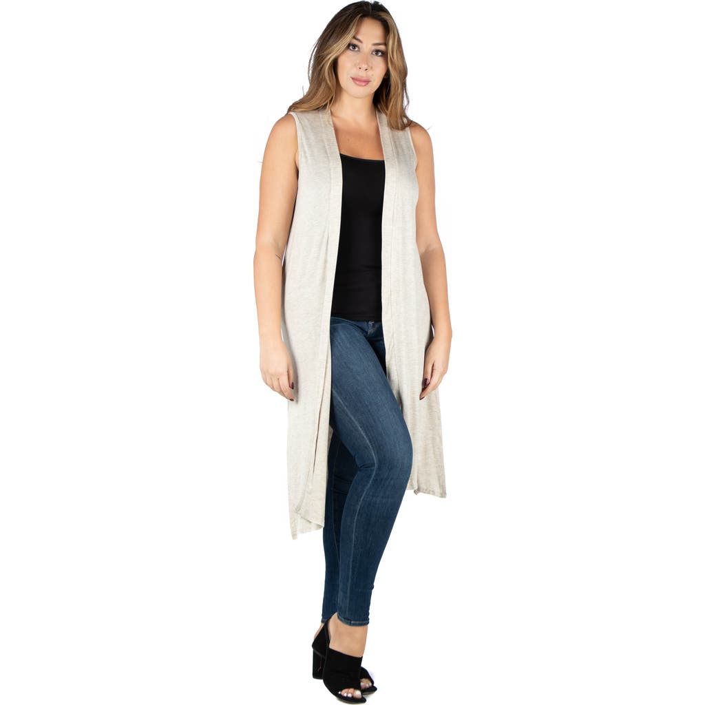 24seven Comfort Apparel Long Sleeveless Cardigan Vest In Brown