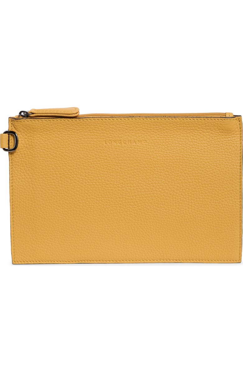 Longchamp Leather ZIp Pouch, Main, color, Honey