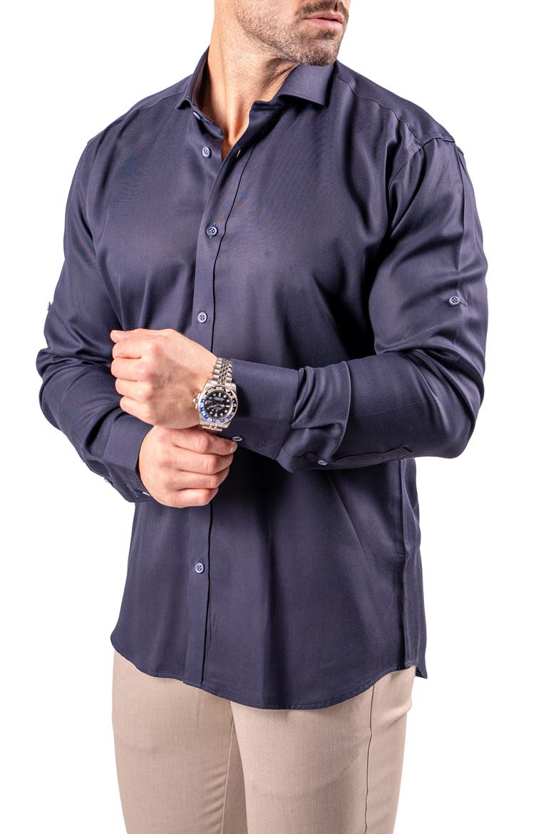Berlin Resistance Cotton Button-Up Shirt, Alternate, color, BLUE