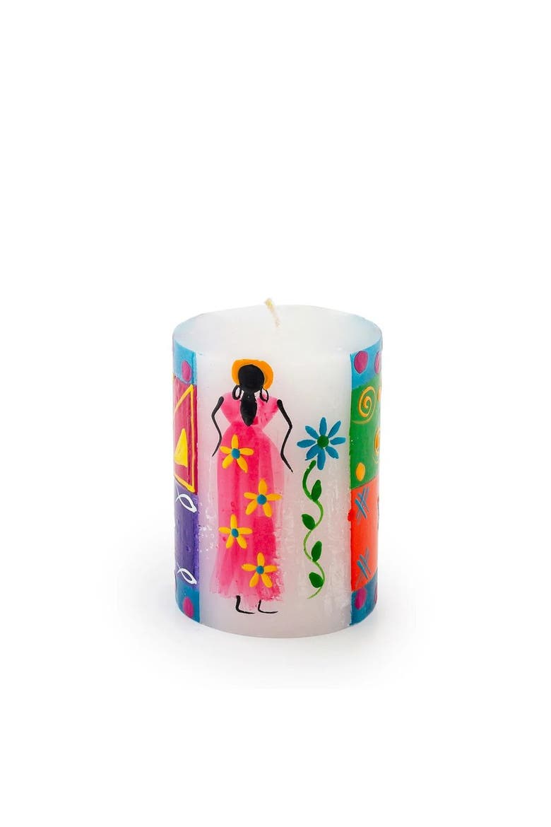 African Ladies Painted Pillar Candle, Main, color, African Ladies - 3x4"