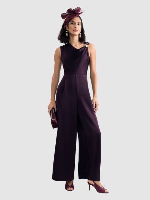Avril Asymmetric Neck Wide-Leg Jumpsuit