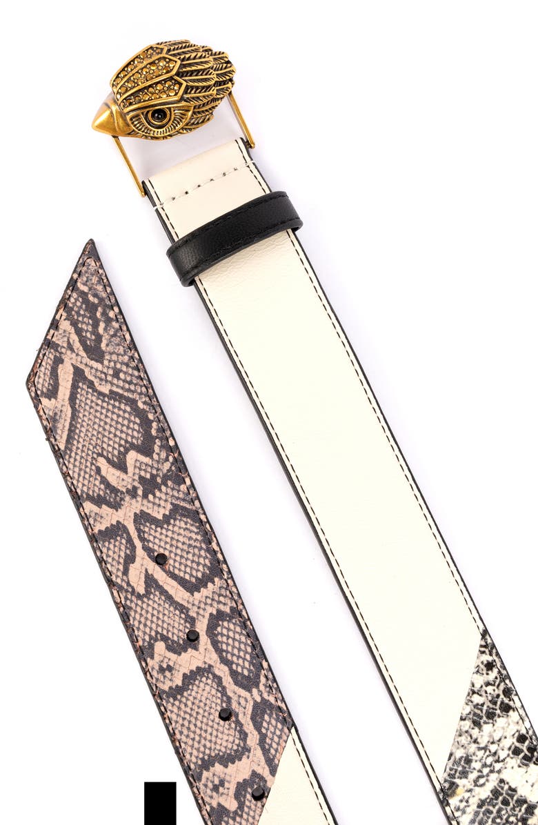 Kurt Geiger London Pieced Snakeskin Print Leather Belt, Alternate, color, 