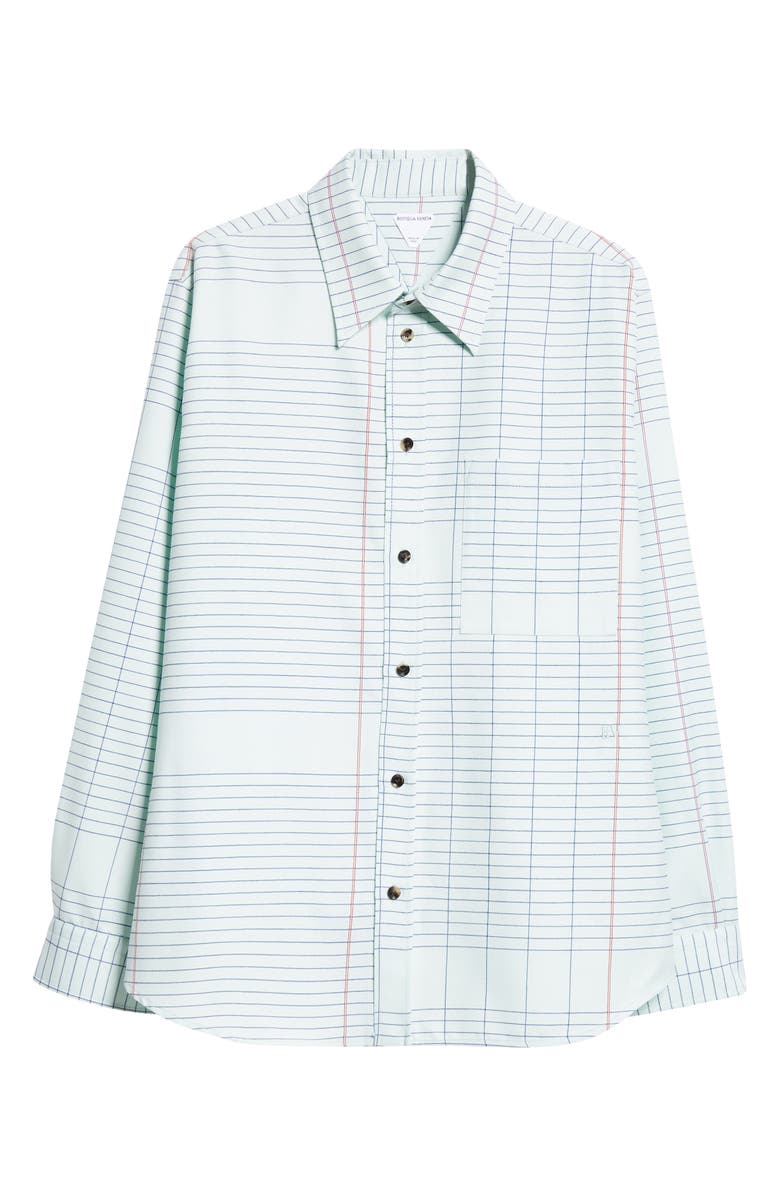 Bottega Veneta Notebook Wool Twill Button-Up Shirt, Alternate, color, 3883 Dewdrop/ Pink/ Blue