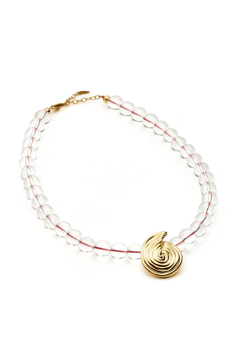 Spiral Pendant Beaded Necklace, Alternate, color, GOLD
