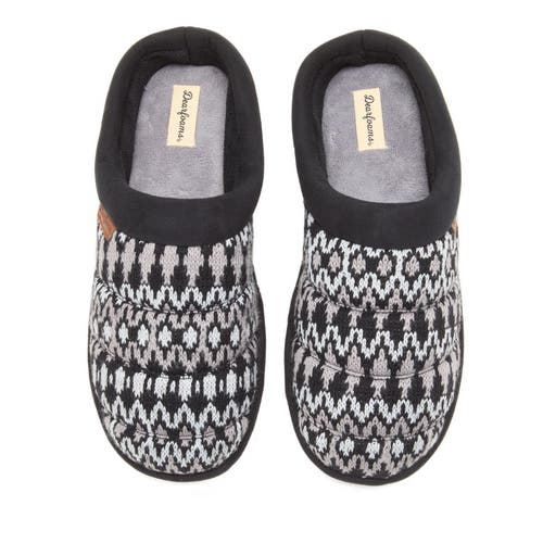 Dearfoams Asher Marled Knit Clog Slipper In Black