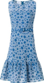 Akris punto Stripe Dot Belted Seersucker Dress