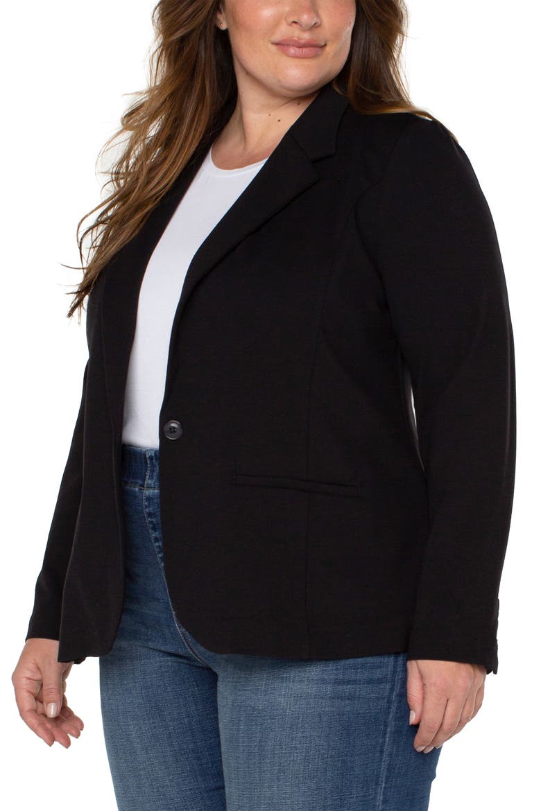 Fitted One-Button Blazer, Alternate, color, BLACK