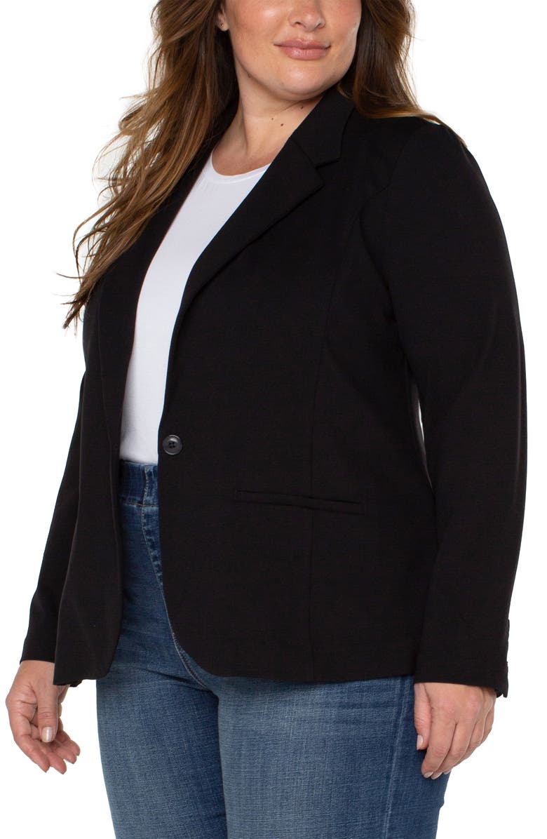 Liverpool Los Angeles Fitted One-Button Blazer, Alternate, color, Black