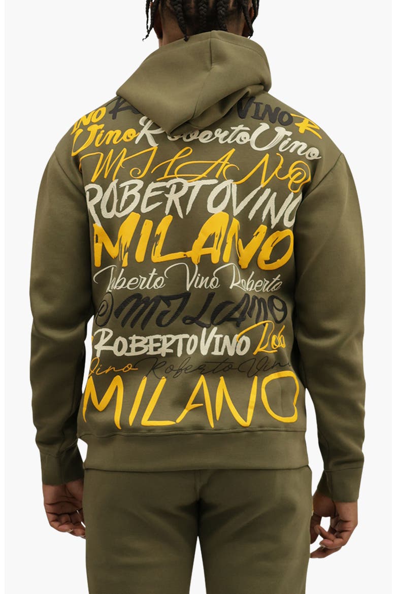 Big Writing Premium Blend Hoodie, Alternate, color, Olive Green