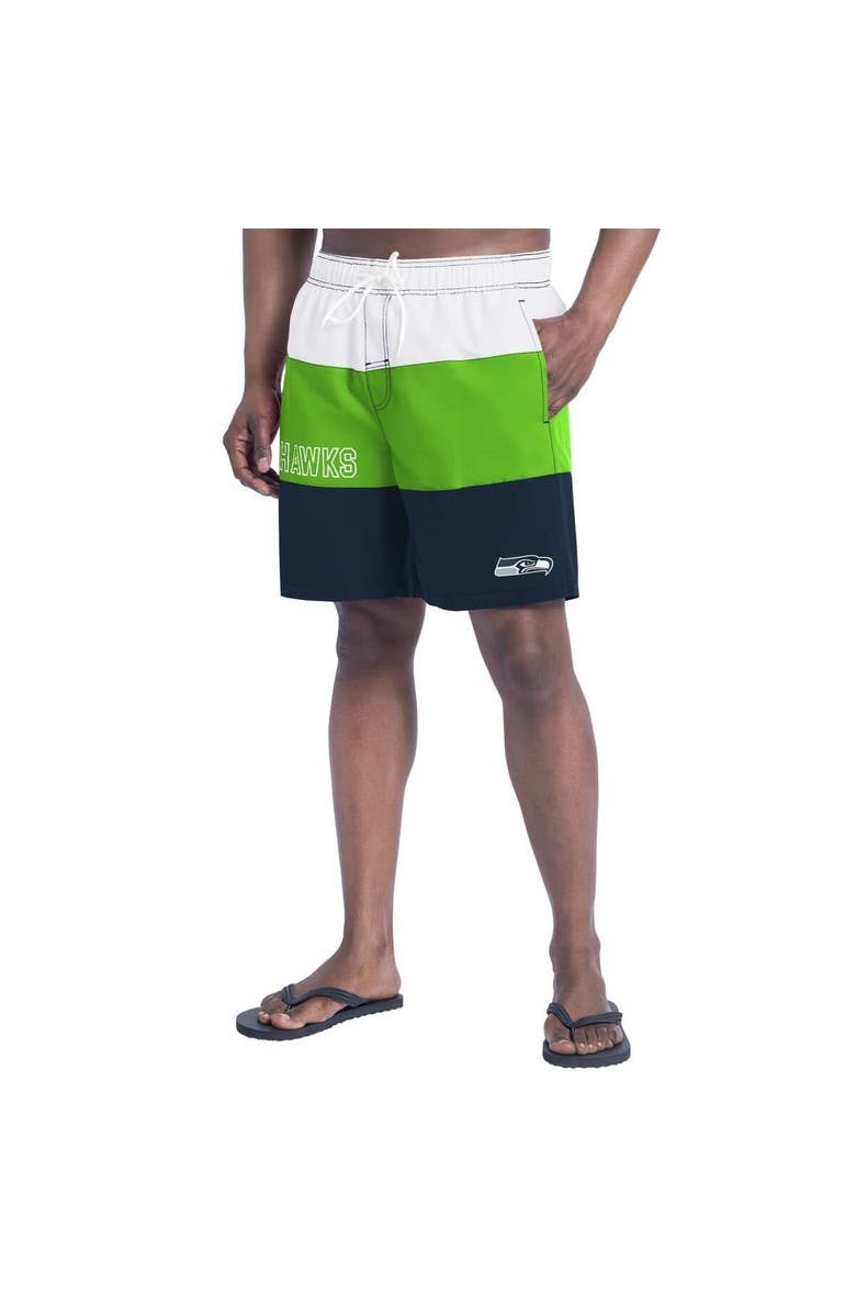 G-III SPORTS BY CARL BANKS Men's G-III Sports by Carl Banks  College Navy/Neon Green Seattle Seahawks Sunrise Volley Swim Shorts, Main, color, College Navy