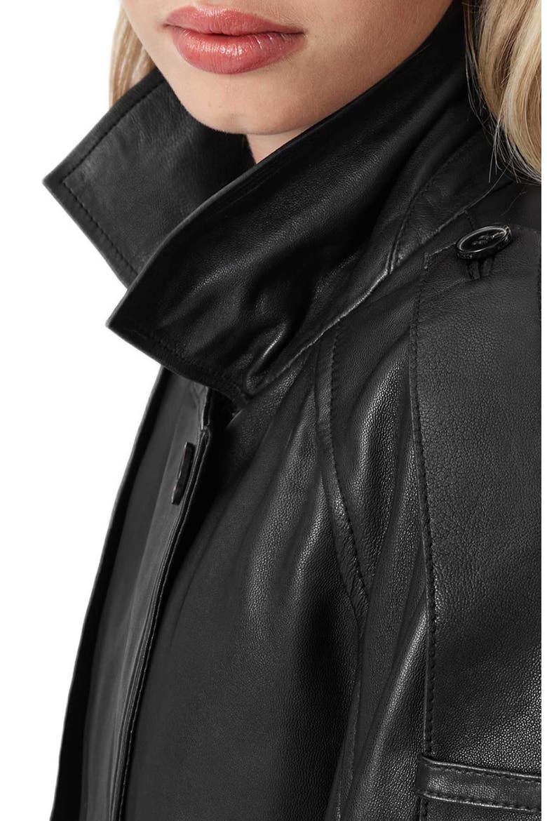Reed Leather Trench, Alternate, color, BLACK