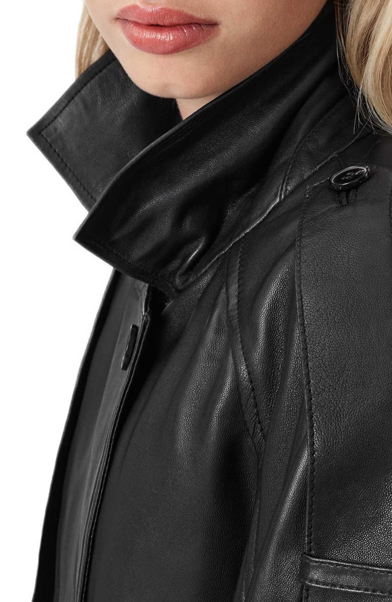 AllSaints Reed Leather Trench, Alternate, color, Black