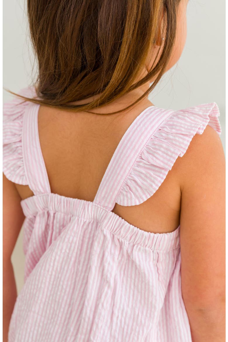 Bow Front Seersucker Pinafore Dress, Alternate, color, PINK
