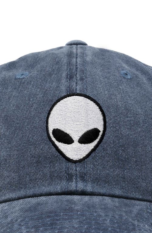Dalix Alien Embroidered Classic Dad Cap In Washed Navy Blue
