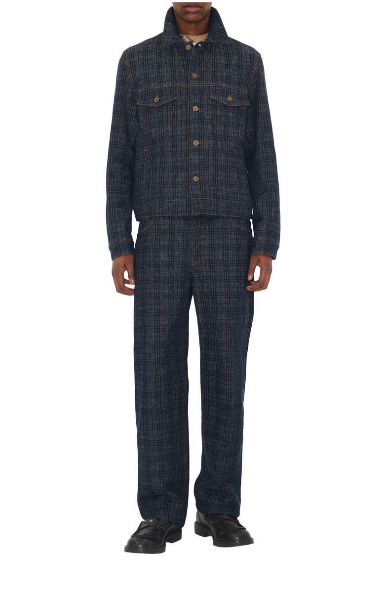 Burberry Check Denim Jacket, Main, color, Indigo Blue