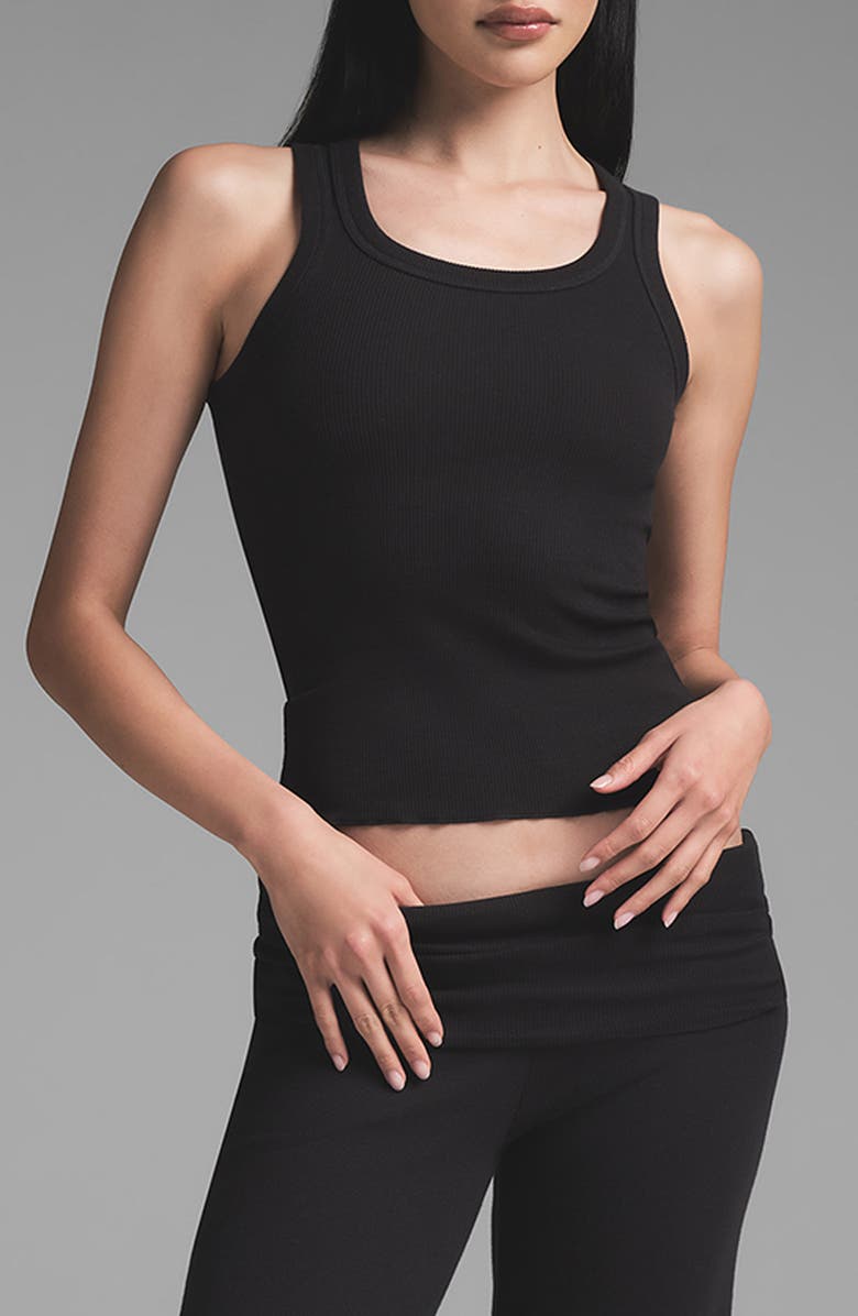 SKIMS Stretch Cotton Rib Scoop Tank, Main, color, Soot