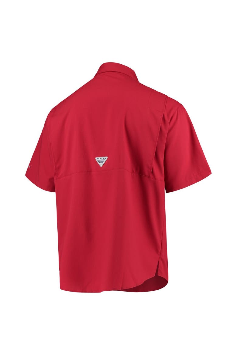 Men's Columbia Crimson Oklahoma Sooners PFG Tamiami Omni-Shade Button-Down Shirt, Alternate, color, Crimson