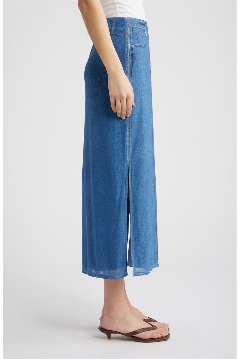 Denim Mesh Maxi Skirt, Alternate, color, INDIGO