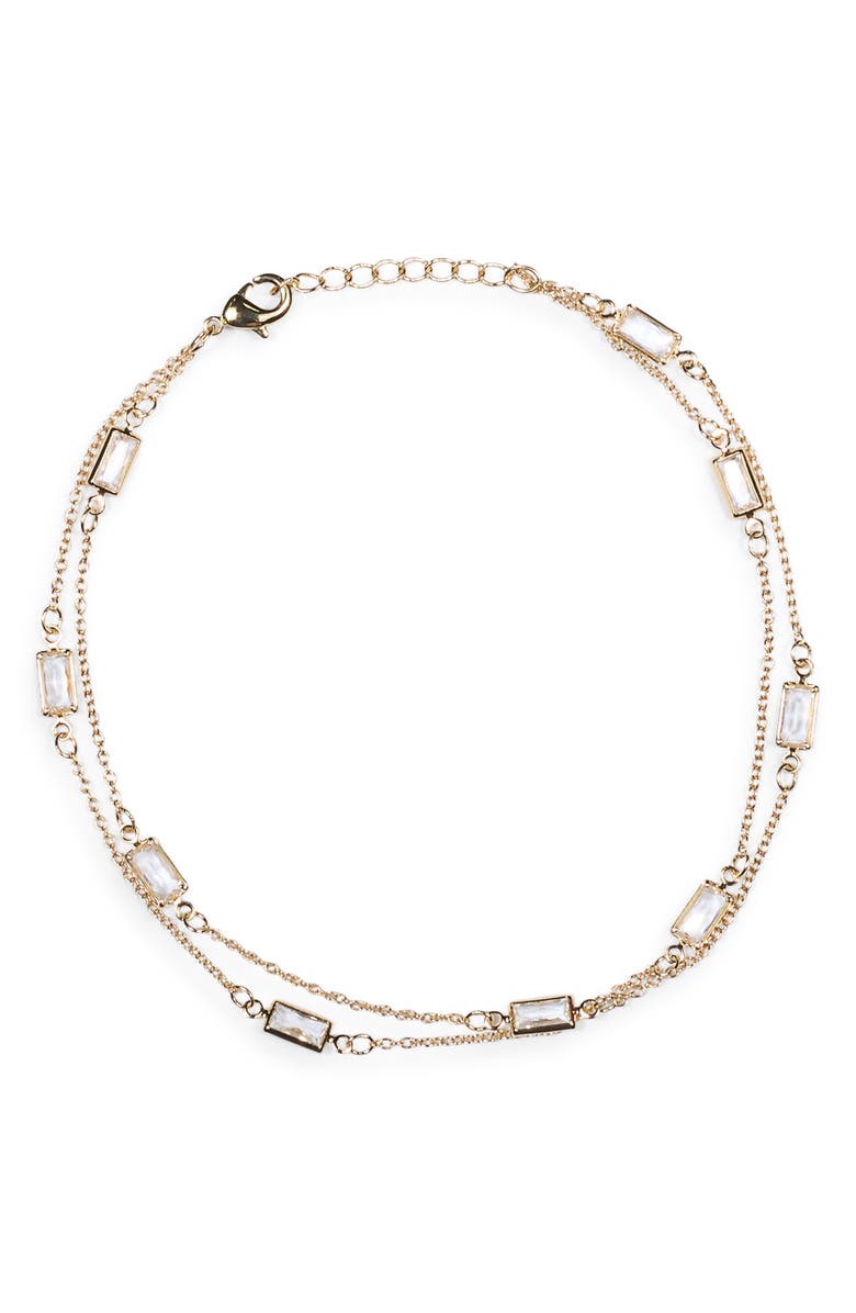 NORDSTROM RACK CZ Station Chain Anklet, Main, color, Clear- Gold