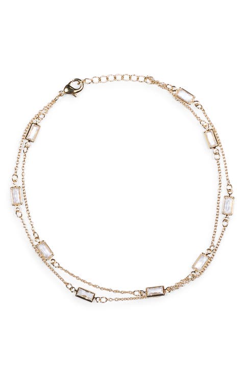 CZ Station Chain Anklet