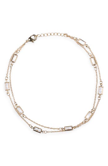 Nordstrom Rack Cz Station Chain Anklet In Gold