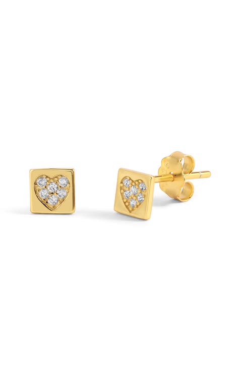 Pave Heart Studs
