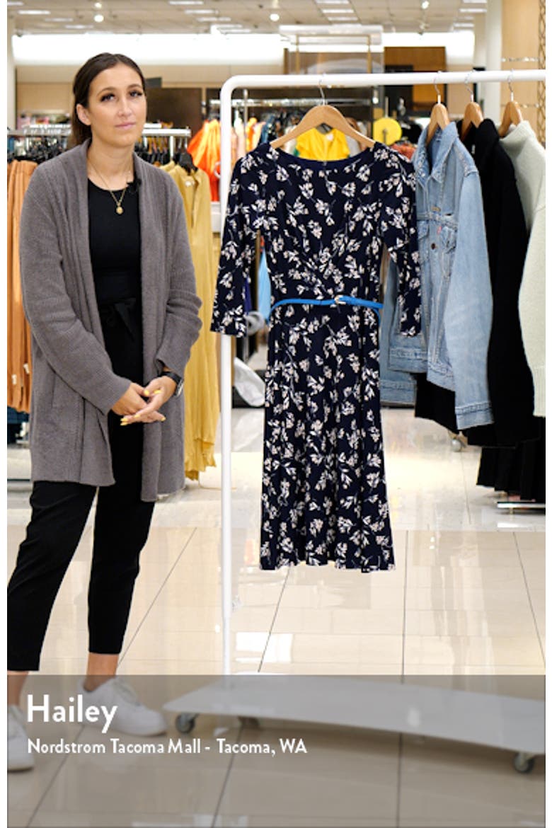 Pleated Floral Print Belted Dress video