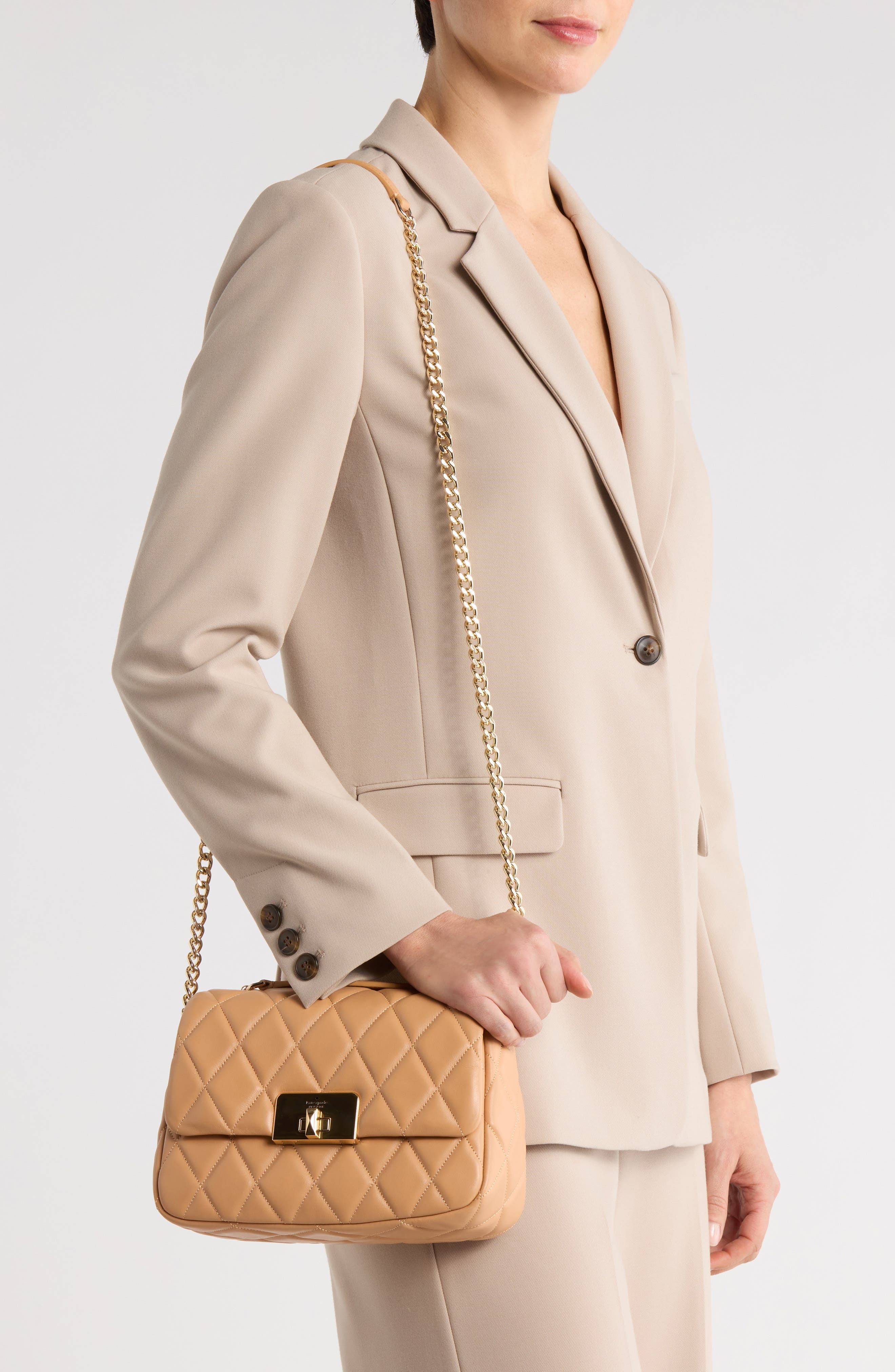 Kate Spade New York carey quilted shoulder bag, Alternate, color, Tiramisu Mousse