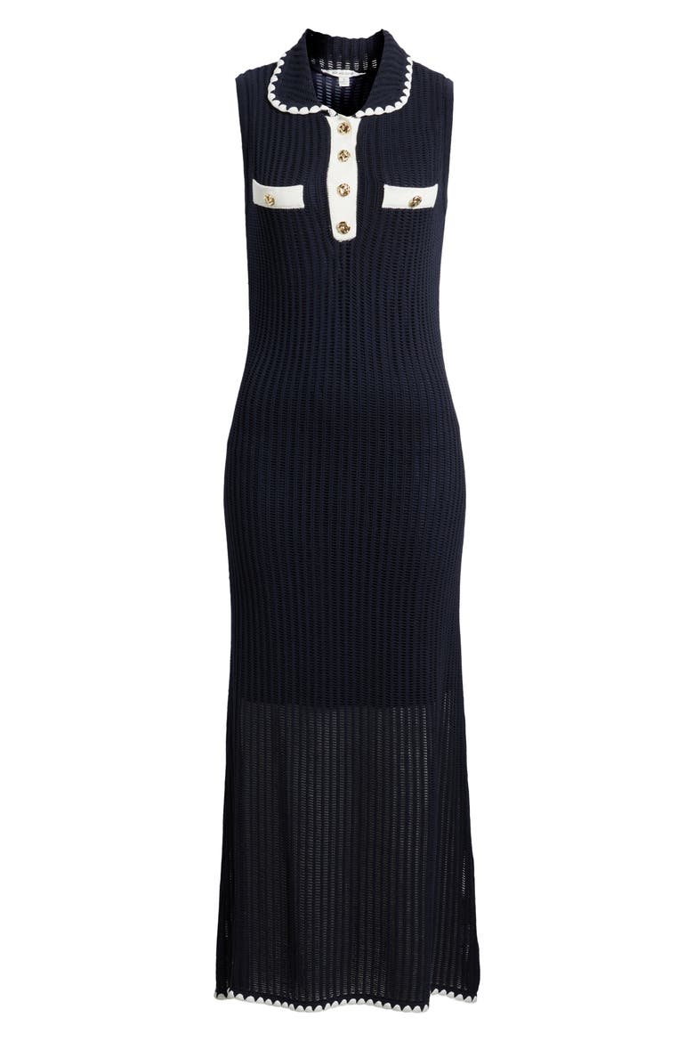 Polo Sweater Midi Dress, Alternate, color, NAVY