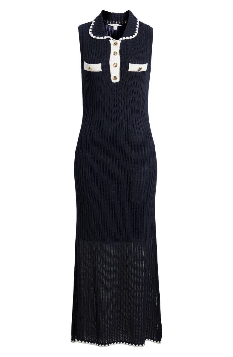 ZOE AND CLAIRE Polo Sweater Midi Dress, Alternate, color, Navy