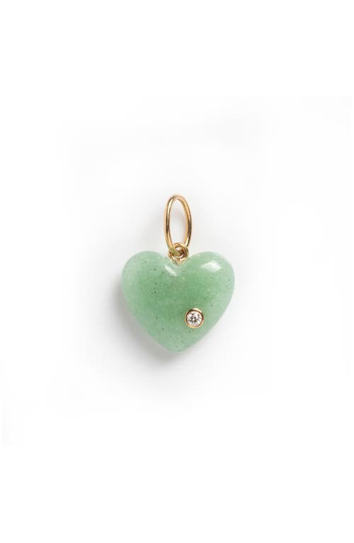 Local Eclectic Semiprecious Stone & Lab Grown Diamond Heart Charm In Green