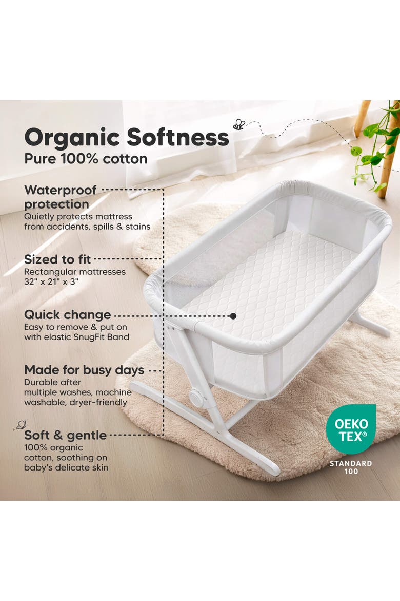 2-Pack Mavy Protect+ Waterproof Bassinet Mattress Protectors, Alternate, color, Soft White