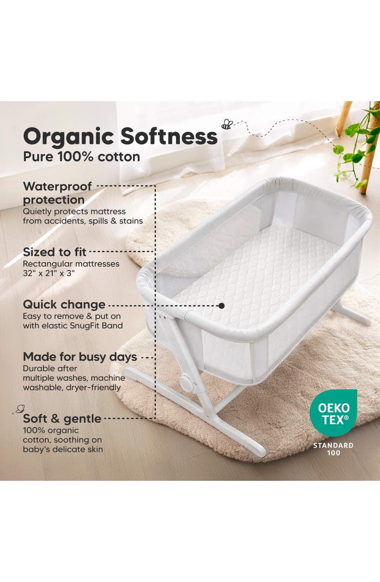 KeaBabies 2-Pack Mavy Protect+ Waterproof Bassinet Mattress Protectors, Alternate, color, Soft White