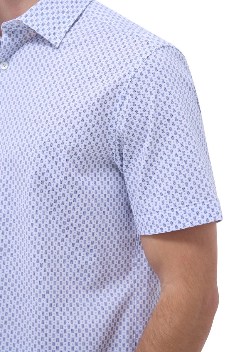 Bugatchi Miles OoohCotton<sup>®</sup> Geo Print Short Sleeve Button-Up Shirt, Alternate, color, Lilac