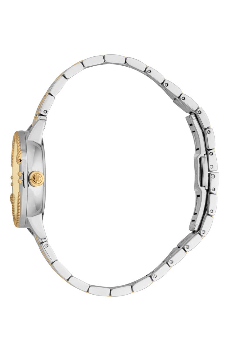 Roberto Cavalli Textured Crystal Two-Tone Quartz Bracelet Watch, 30mm, Alternate, color, Two Tone Silver & Gold