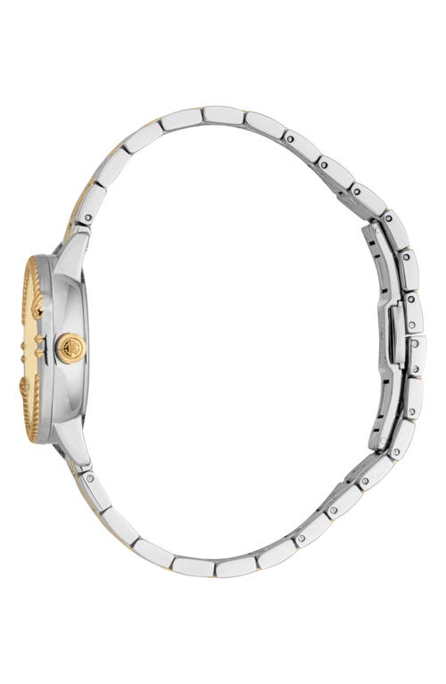 Roberto Cavalli Textured Crystal Two-tone Quartz Bracelet Watch, 30mm In Two Tone Silver & Gold