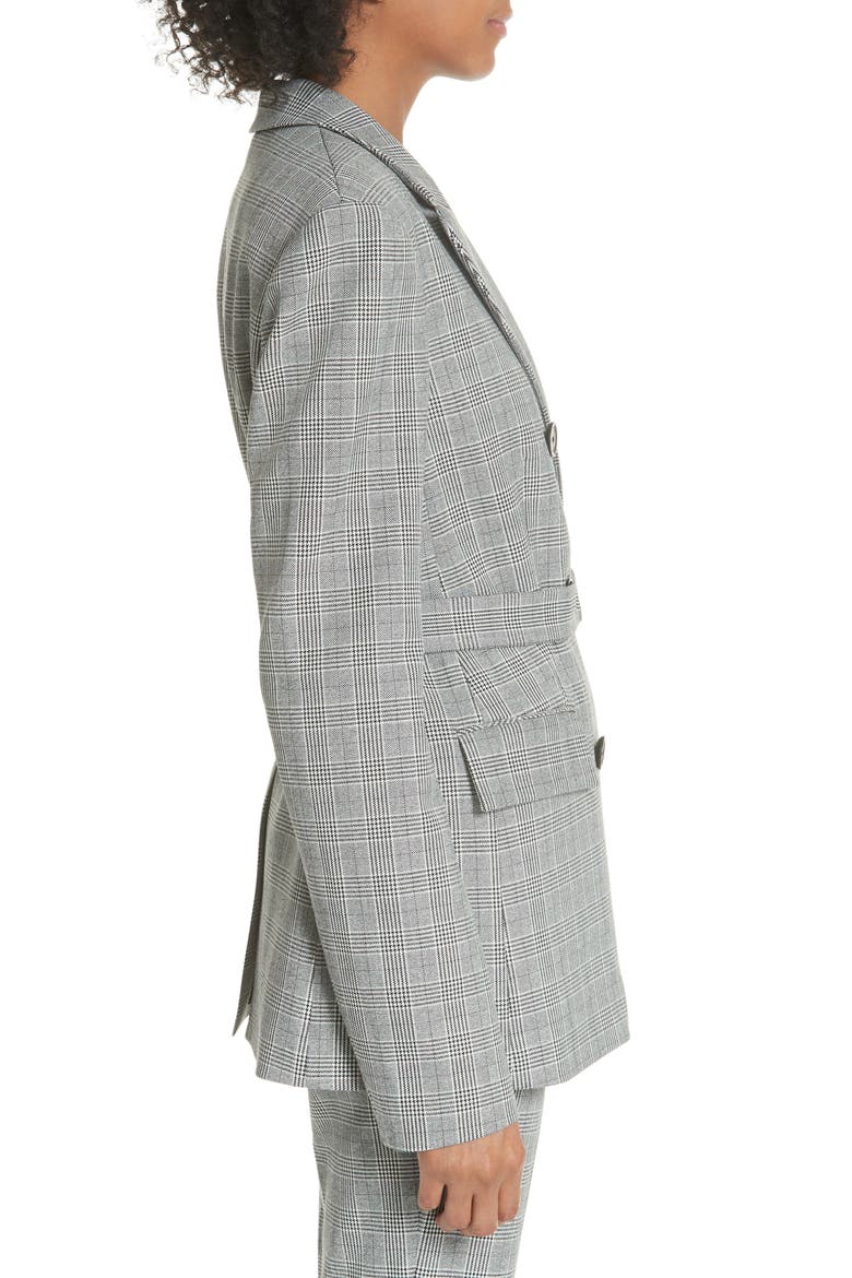 Belted Glen Check Blazer, Alternate, color, BLACK WHITE MULTI