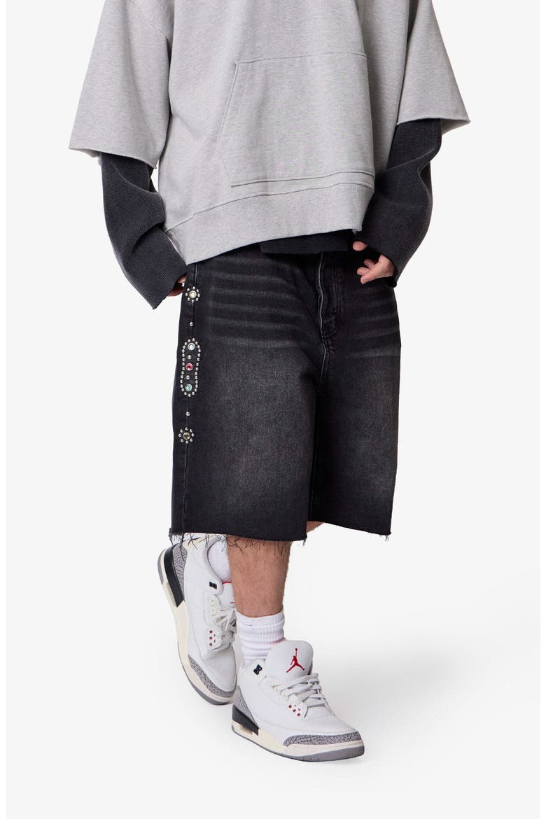 Pleated Ultra Baggy Denim Shorts, Alternate, color, RINSED INDIGO